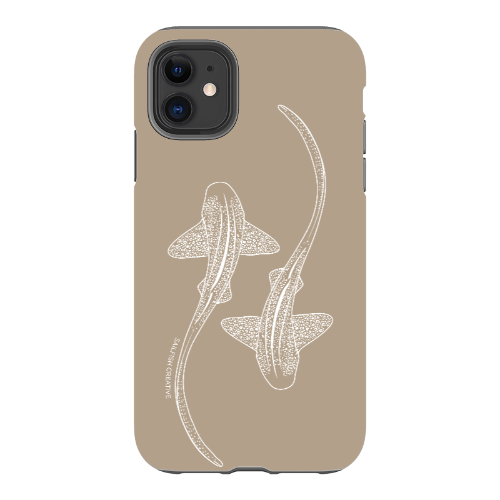 iPhone Tough Phone Case - Leopard Sharks Outline Natural - Sailfish Creative