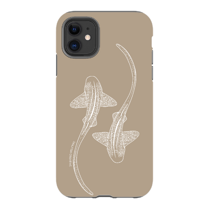 iPhone Tough Phone Case - Leopard Sharks Outline Natural - Sailfish Creative