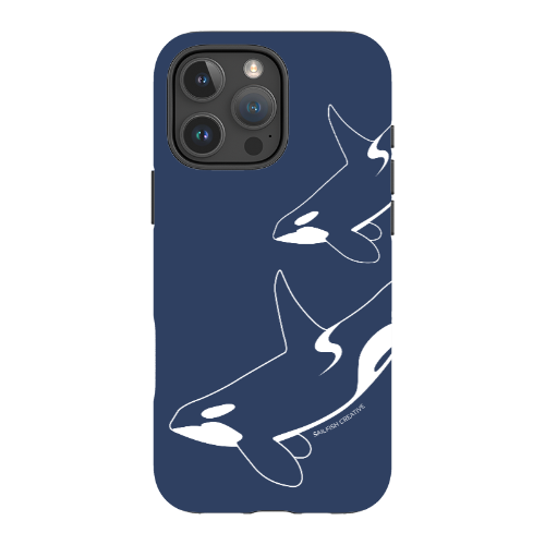 iPhone Tough Phone Case - Orca Outline Navy
