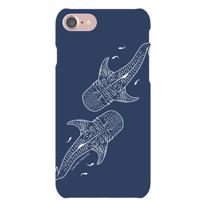 iPhone Snap Phone Case - Whale Sharks Outline Navy - Sailfish Creative