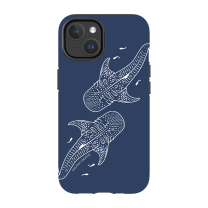 iPhone MagSafe Tough Case - Whale Sharks Outline Navy - Sailfish Creative