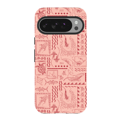 Google Pixel Tough Phone Case - Busy Print Coral