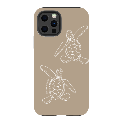 iPhone Tough Phone Case - Turtle Hatchlings Outline Natural - Sailfish Creative