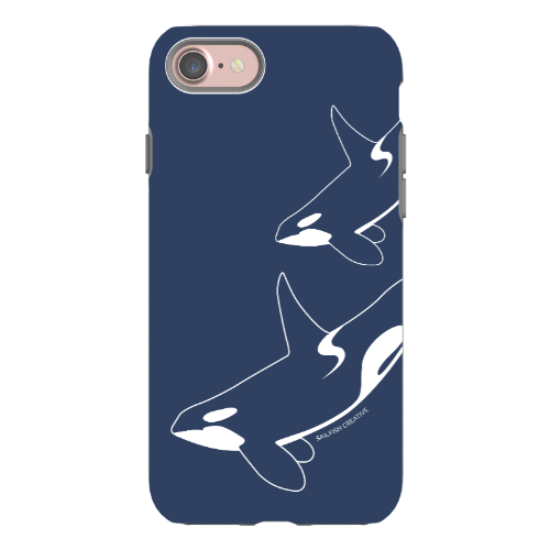 iPhone Tough Phone Case - Orca Outline Navy