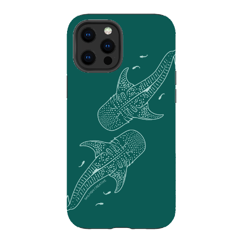 iPhone Tough Case - Whale Sharks Outline Emerald