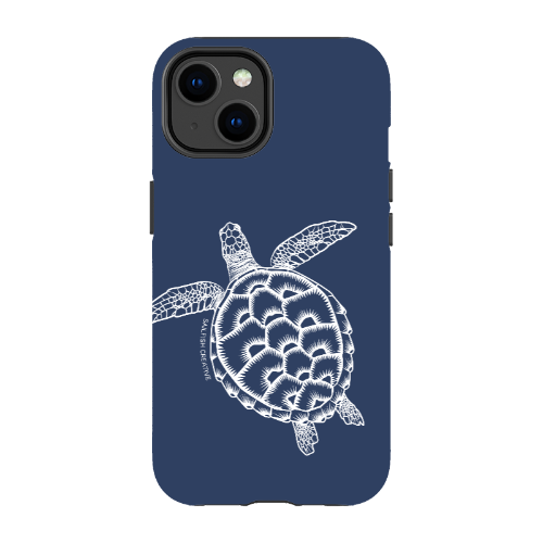 iPhone Tough Phone Case - Turtle Outline Navy - Sailfish Creative