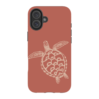 iPhone Tough Case - Turtle Outline Rusty Coral