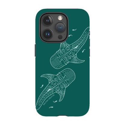 iPhone Tough Case - Whale Sharks Outline Emerald