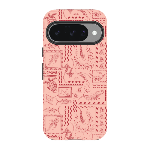 Google Pixel Tough Phone Case - Busy Print Coral