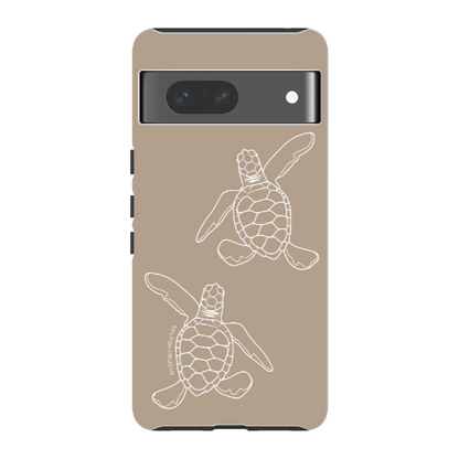 Google Pixel Tough Phone Case - Turtle Hatchlings Outline Natural