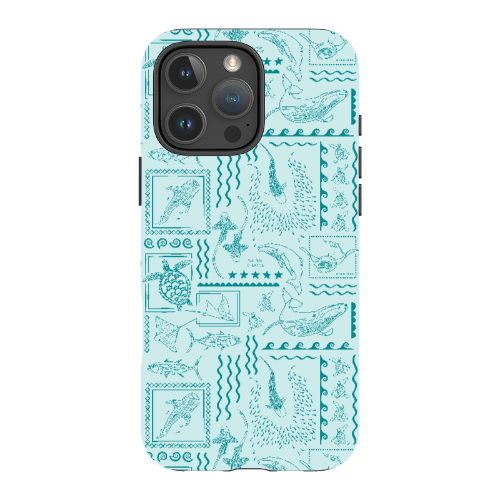 iPhone Tough Phone Case - Busy Print Teal