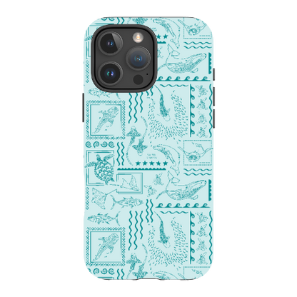 iPhone Tough Phone Case - Busy Print Teal