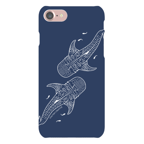 iPhone Snap Phone Case - Whale Sharks Outline Navy - Sailfish Creative