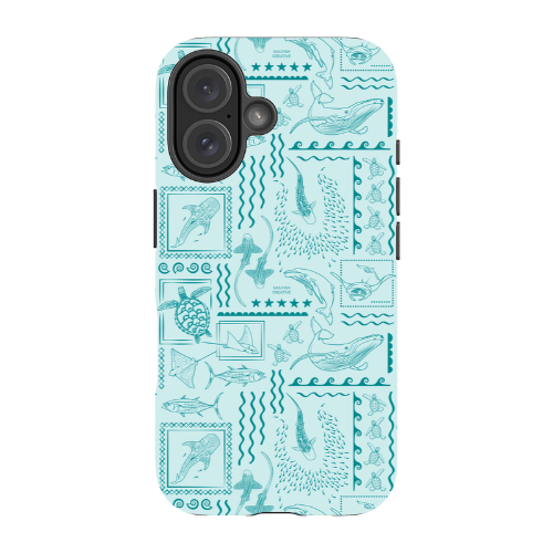 iPhone Tough Phone Case - Busy Print Teal