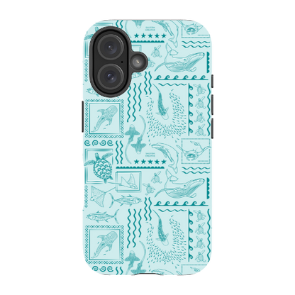 iPhone Tough Phone Case - Busy Print Teal