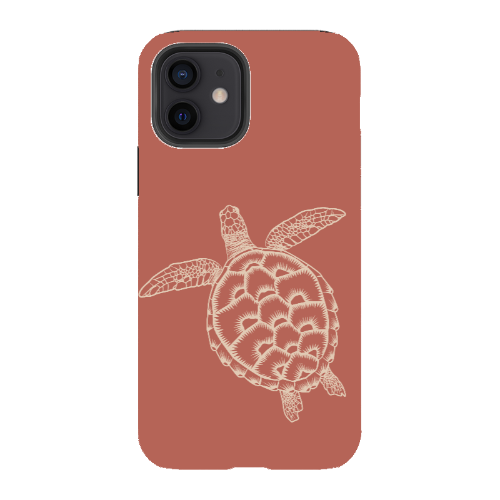 iPhone Tough Case - Turtle Outline Rusty Coral
