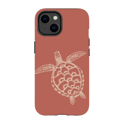 iPhone Tough Case - Turtle Outline Rusty Coral