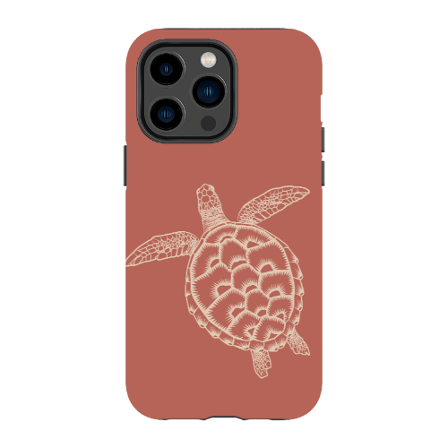 iPhone Tough Case - Turtle Outline Rusty Coral