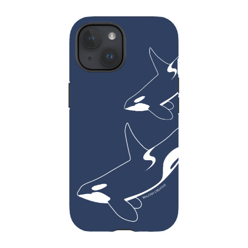 iPhone Tough Phone Case - Orca Outline Navy