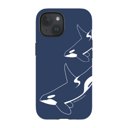 iPhone Tough Phone Case - Orca Outline Navy