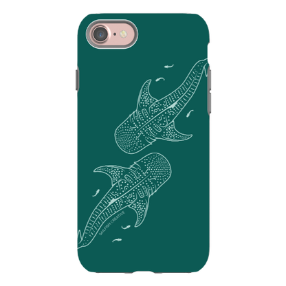 iPhone Tough Case - Whale Sharks Outline Emerald