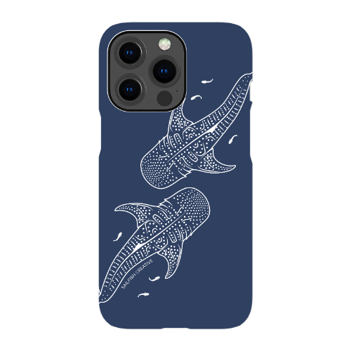 iPhone Snap Phone Case - Whale Sharks Outline Navy - Sailfish Creative