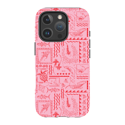 iPhone Tough Phone Case - Busy Print Pinks