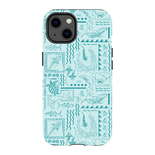 iPhone MagSafe Tough Phone Case - Busy Print Teal