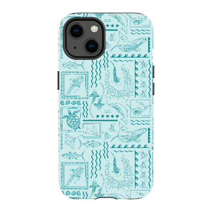 iPhone MagSafe Tough Phone Case - Busy Print Teal