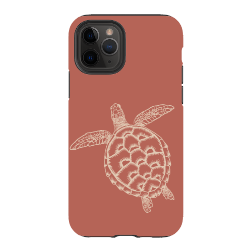 iPhone Tough Case - Turtle Outline Rusty Coral