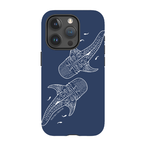 iPhone Tough Phone Case - Whale Sharks Outline Navy - Sailfish Creative