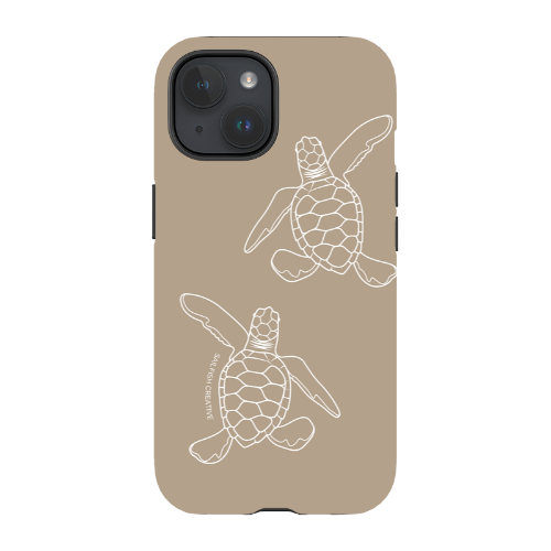 iPhone Tough Phone Case - Turtle Hatchlings Outline Natural - Sailfish Creative