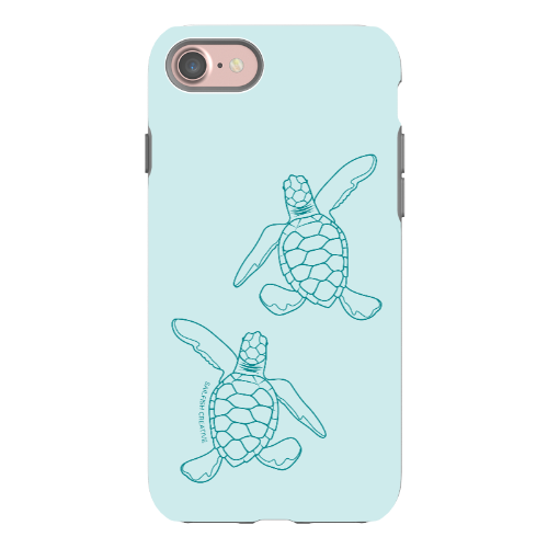 iPhone Tough Phone Case - Turtle Hatchlings Outline Teal - Sailfish Creative