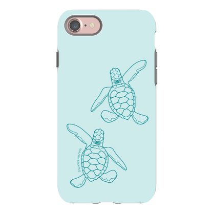 iPhone Tough Phone Case - Turtle Hatchlings Outline Teal - Sailfish Creative