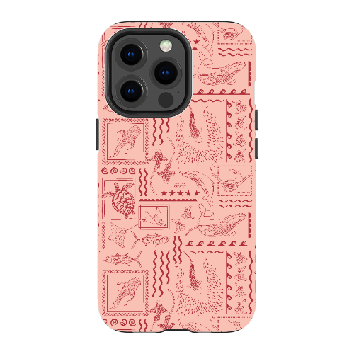 iPhone Tough Phone Case - Busy Print Coral