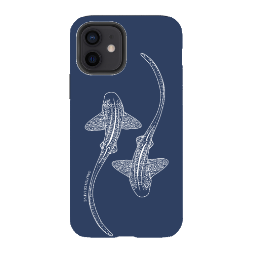 iPhone Tough Phone Case - Leopard Sharks Outline Navy - Sailfish Creative