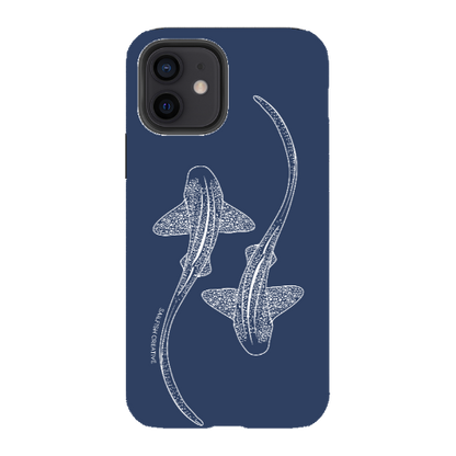 iPhone Tough Phone Case - Leopard Sharks Outline Navy - Sailfish Creative