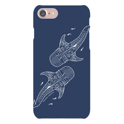 iPhone Snap Phone Case - Whale Sharks Outline Navy - Sailfish Creative