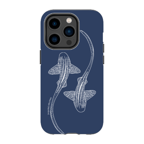 iPhone Tough Phone Case - Leopard Sharks Outline Navy - Sailfish Creative