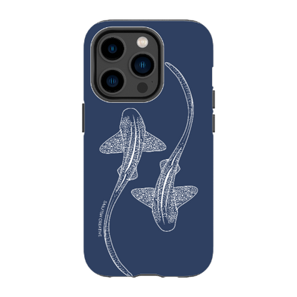 iPhone Tough Phone Case - Leopard Sharks Outline Navy - Sailfish Creative
