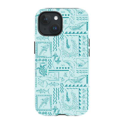 iPhone MagSafe Tough Phone Case - Busy Print Teal