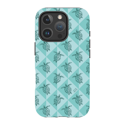 iPhone MagSafe Tough Phone Case - Turtle Diamonds Teal