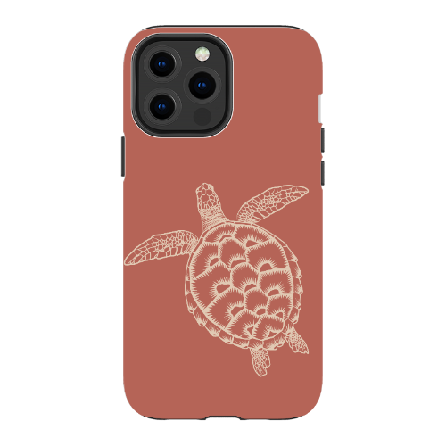iPhone Tough Case - Turtle Outline Rusty Coral