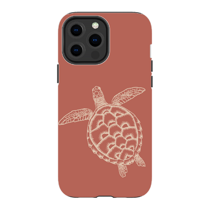 iPhone Tough Case - Turtle Outline Rusty Coral