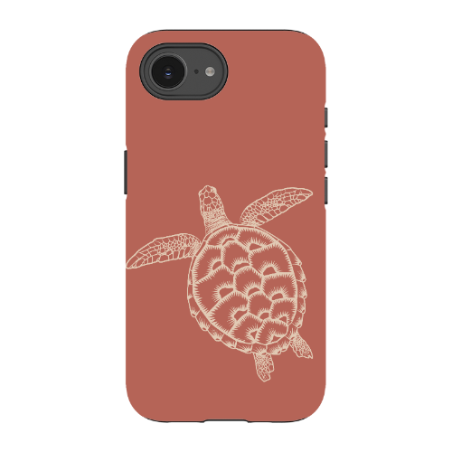 iPhone Tough Case - Turtle Outline Rusty Coral