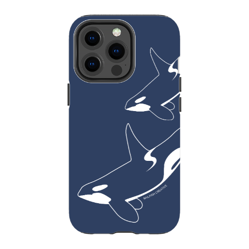 iPhone Tough Phone Case - Orca Outline Navy