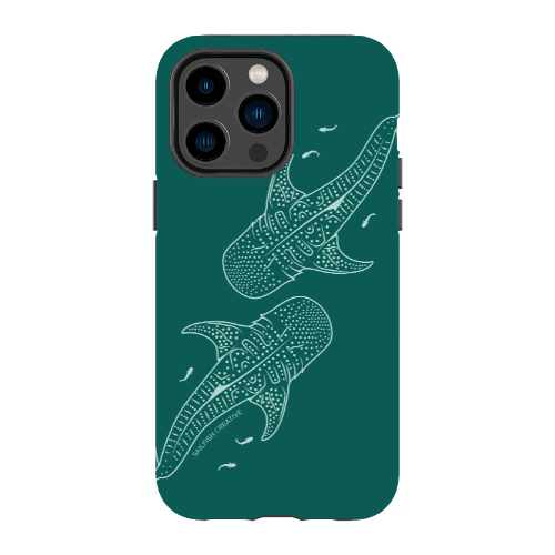 iPhone Tough Case - Whale Sharks Outline Emerald