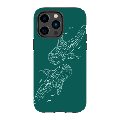 iPhone Tough Case - Whale Sharks Outline Emerald