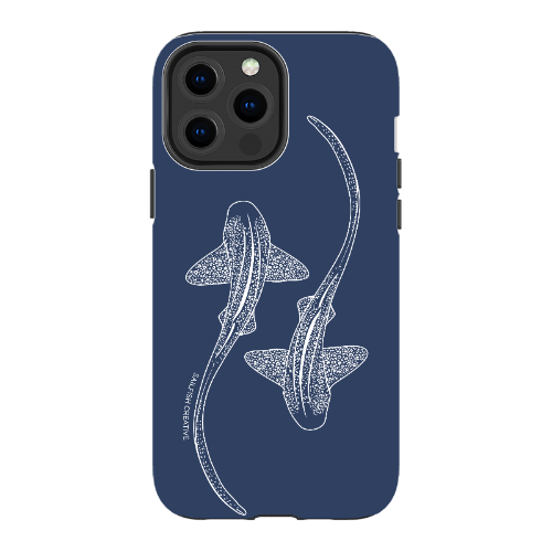 iPhone Tough Phone Case - Leopard Sharks Outline Navy - Sailfish Creative