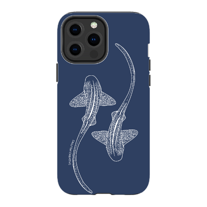 iPhone Tough Phone Case - Leopard Sharks Outline Navy - Sailfish Creative